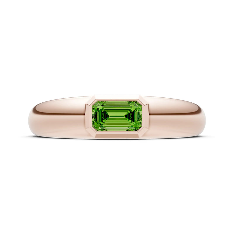 Emerald Cut Gemstone Bezel Set Signet