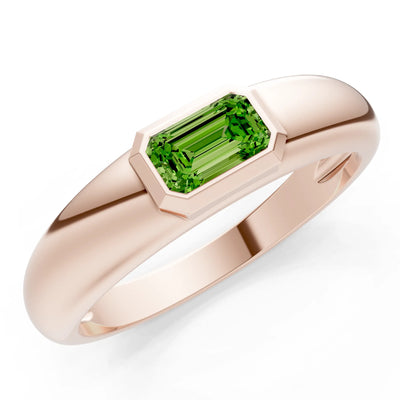 Emerald Cut Gemstone Bezel Set Signet