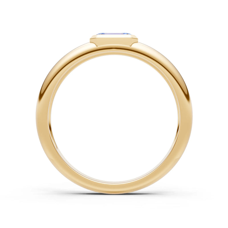 Emerald Cut Gemstone Bezel Set Signet