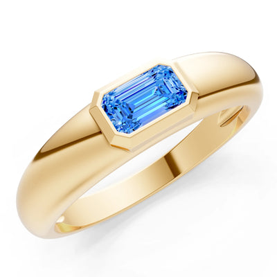 Emerald Cut Gemstone Bezel Set Signet