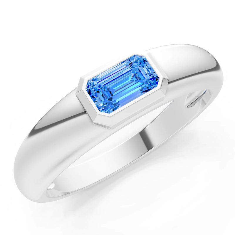 Emerald Cut Gemstone Bezel Set Signet