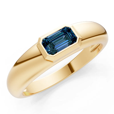 Emerald Cut Gemstone Bezel Set Signet
