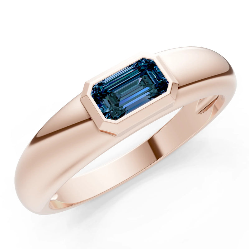 Emerald Cut Gemstone Bezel Set Signet