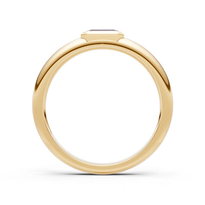 Emerald Cut Gemstone Bezel Set Signet
