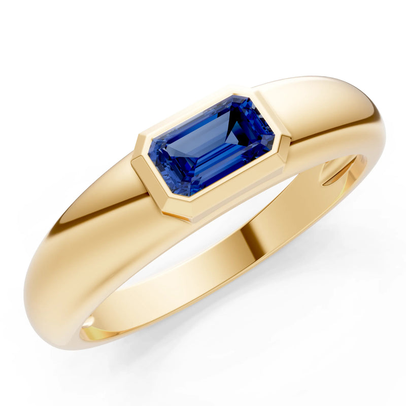 Emerald Cut Gemstone Bezel Set Signet