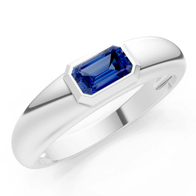 Emerald Cut Gemstone Bezel Set Signet