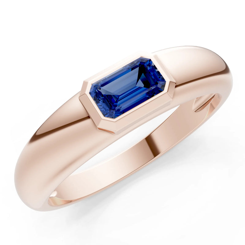 Emerald Cut Gemstone Bezel Set Signet