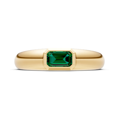 Emerald Cut Gemstone Bezel Set Signet