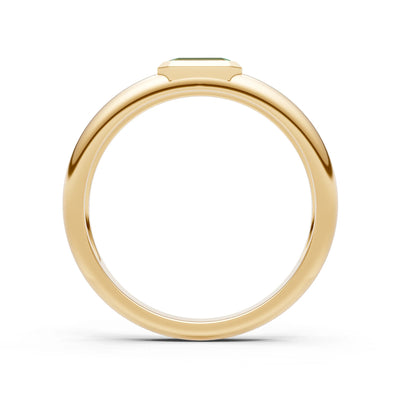 Emerald Cut Gemstone Bezel Set Signet