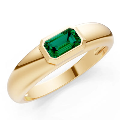 Emerald Cut Gemstone Bezel Set Signet