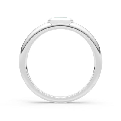 Emerald Cut Gemstone Bezel Set Signet