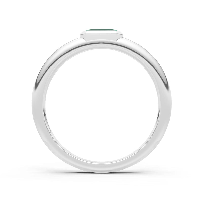 Emerald Cut Gemstone Bezel Set Signet