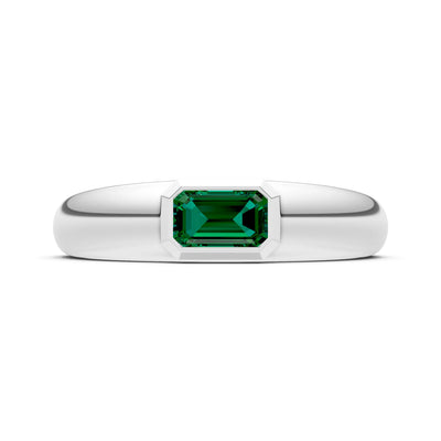 Emerald Cut Gemstone Bezel Set Signet
