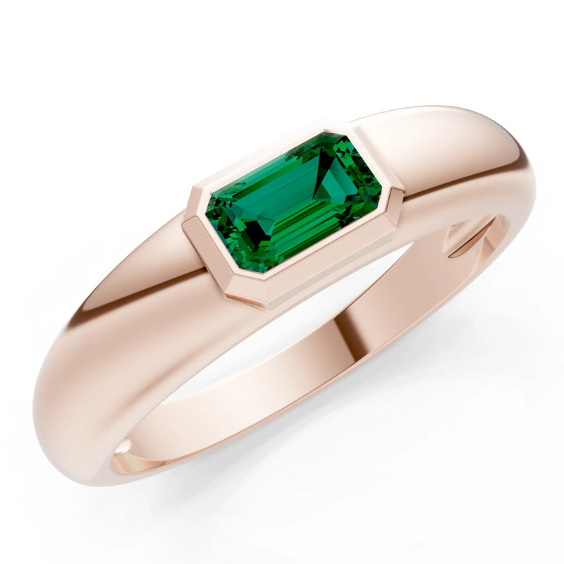 Emerald Cut Gemstone Bezel Set Signet