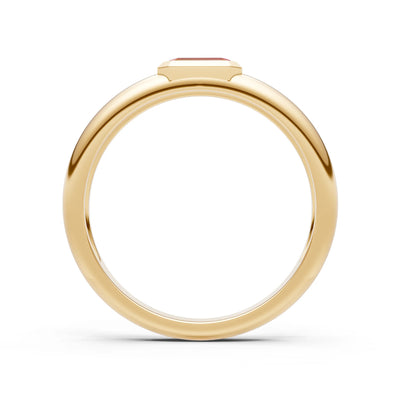Emerald Cut Gemstone Bezel Set Signet
