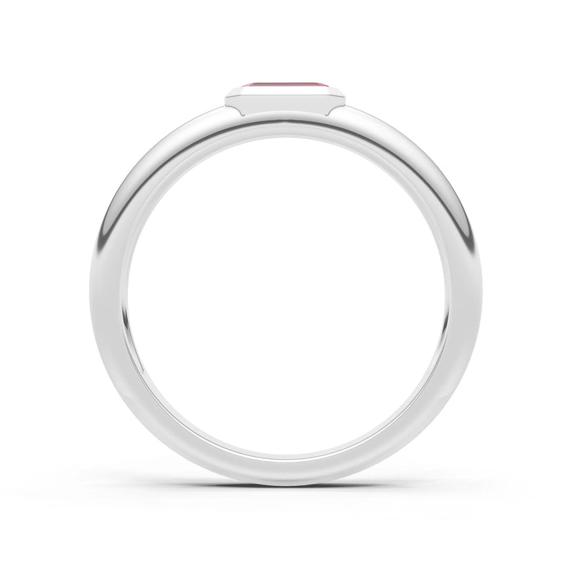 Emerald Cut Gemstone Bezel Set Signet