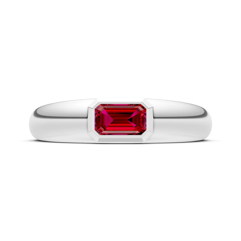 Emerald Cut Gemstone Bezel Set Signet