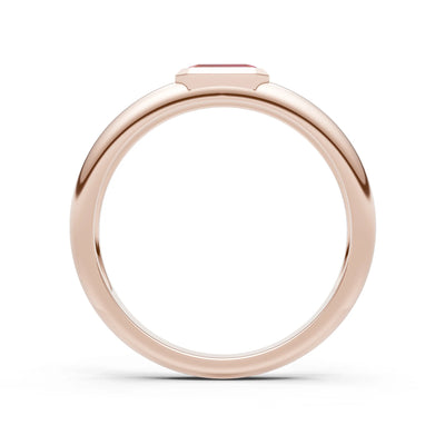 Emerald Cut Gemstone Bezel Set Signet