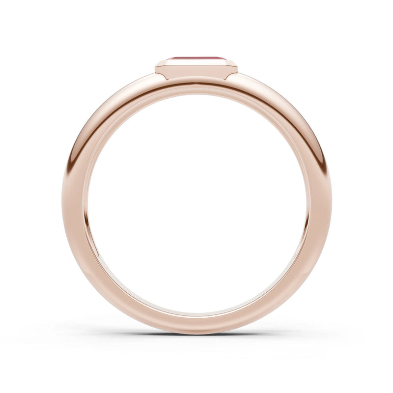 Emerald Cut Gemstone Bezel Set Signet