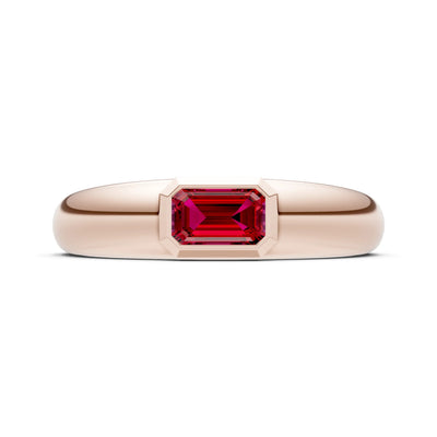 Emerald Cut Gemstone Bezel Set Signet