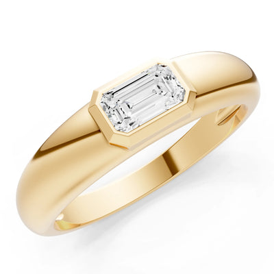 Emerald Cut Gemstone Bezel Set Signet