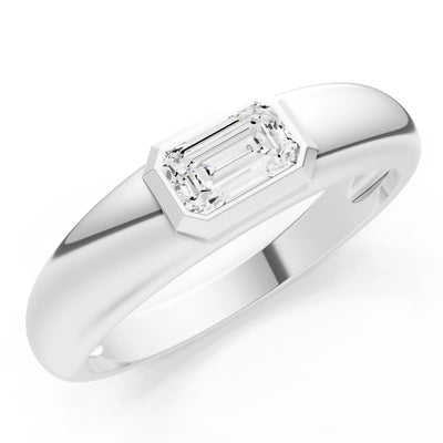 Emerald Cut Gemstone Bezel Set Signet