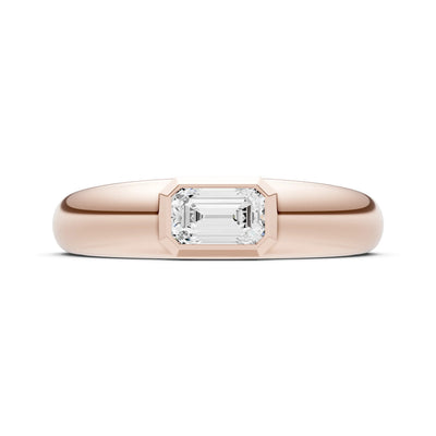 Emerald Cut Gemstone Bezel Set Signet