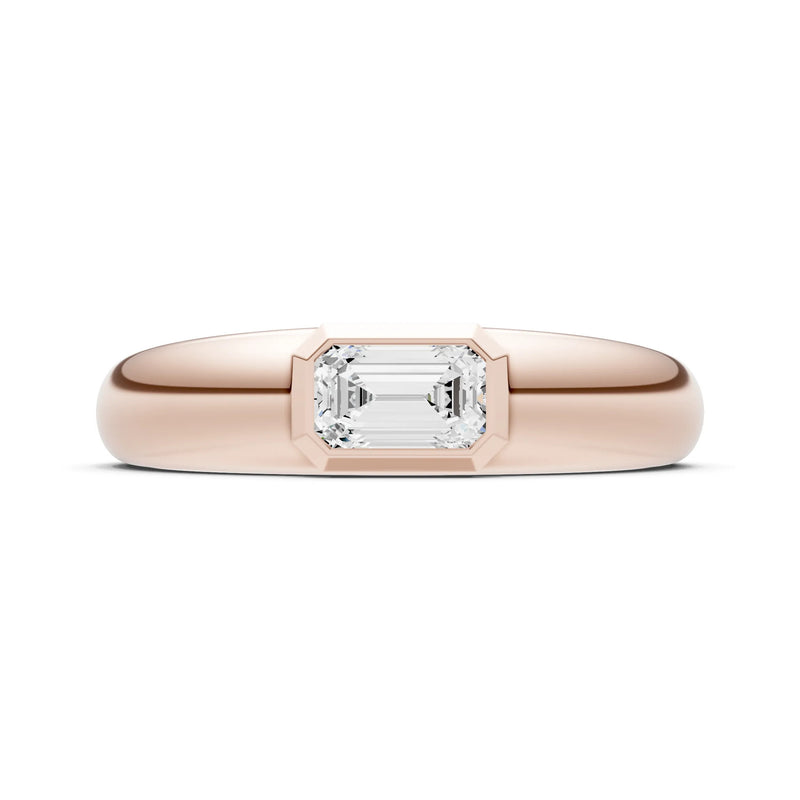 Diamond Bezel Set Emerald Cut Signet Ring
