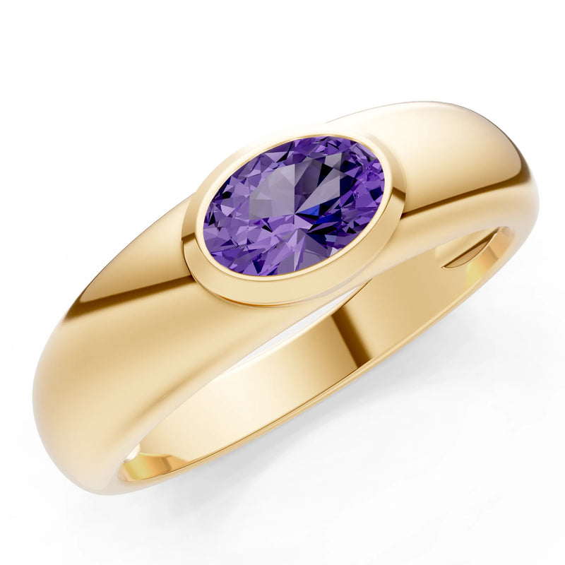 Ova Cut Gemstone Bezel Set Signet