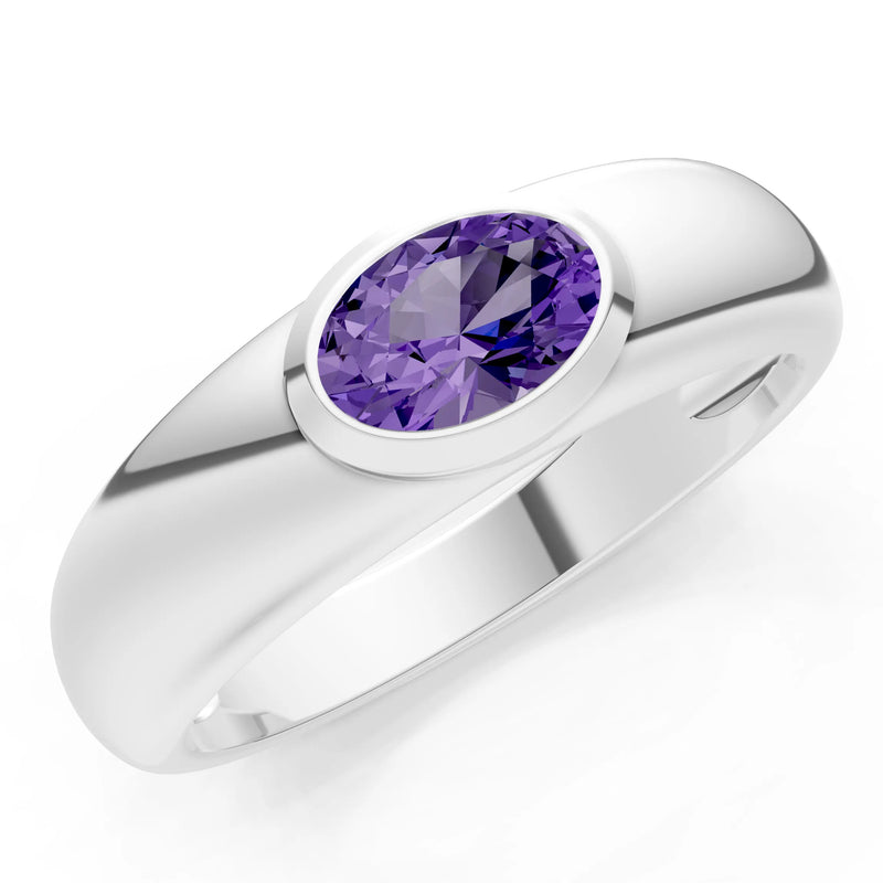 Ova Cut Gemstone Bezel Set Signet