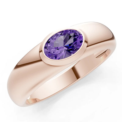 Ova Cut Gemstone Bezel Set Signet