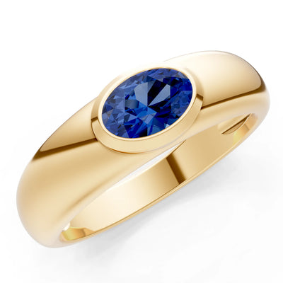 Ova Cut Gemstone Bezel Set Signet