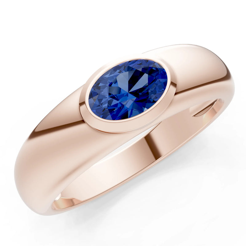 Ova Cut Gemstone Bezel Set Signet