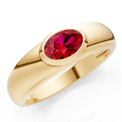 Ova Cut Gemstone Bezel Set Signet