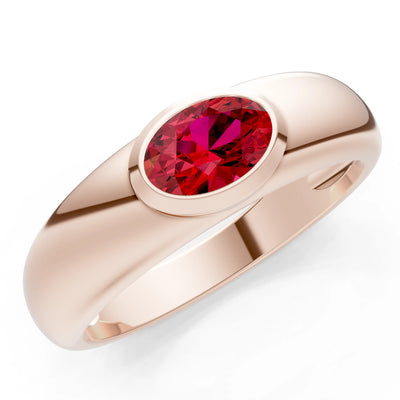Ova Cut Gemstone Bezel Set Signet