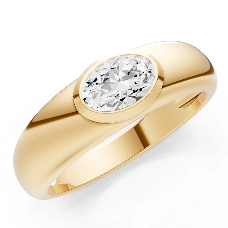 Ova Cut Gemstone Bezel Set Signet