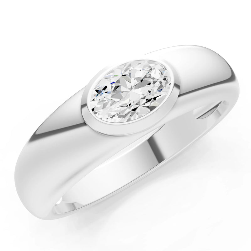 Ova Cut Gemstone Bezel Set Signet