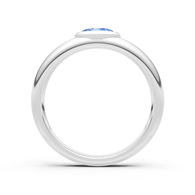 Swiss Blue Topaz Bezel Set Oval Cut Signet Ring