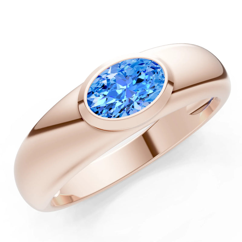 Ova Cut Gemstone Bezel Set Signet