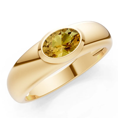 Ova Cut Gemstone Bezel Set Signet