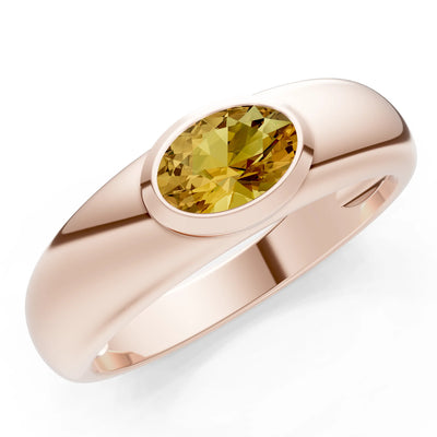 Ova Cut Gemstone Bezel Set Signet