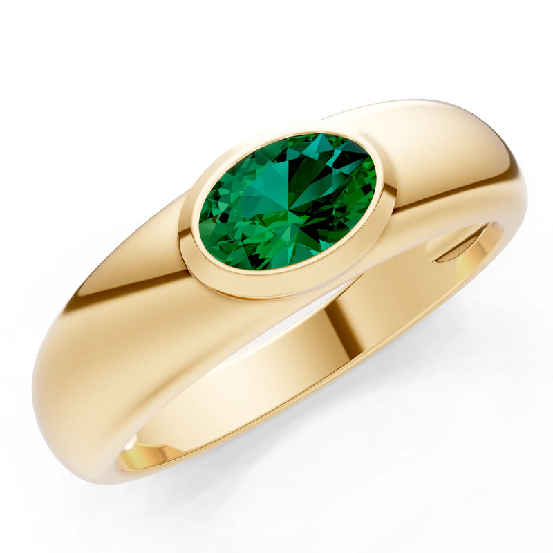 Ova Cut Gemstone Bezel Set Signet