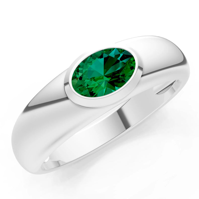 Ova Cut Gemstone Bezel Set Signet