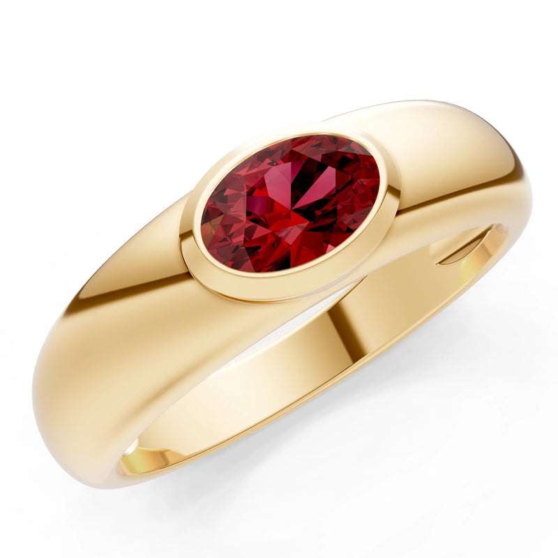 Ova Cut Gemstone Bezel Set Signet