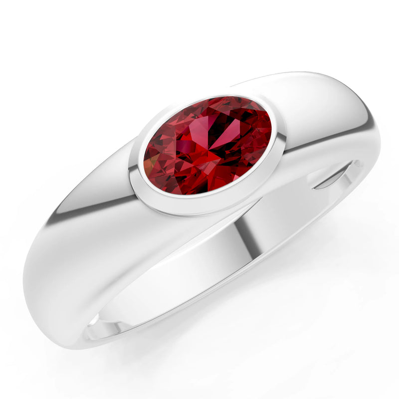 Ova Cut Gemstone Bezel Set Signet
