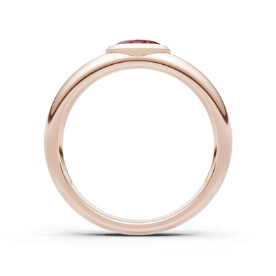Garnet Bezel Set Oval Cut Signet Ring