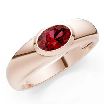 Ova Cut Gemstone Bezel Set Signet