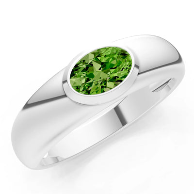 Ova Cut Gemstone Bezel Set Signet