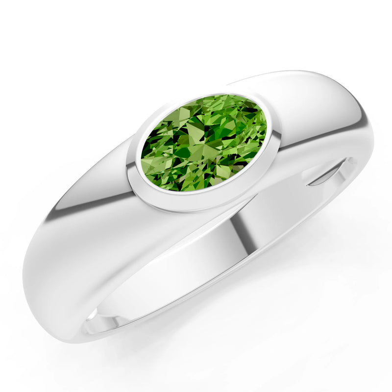 Ova Cut Gemstone Bezel Set Signet