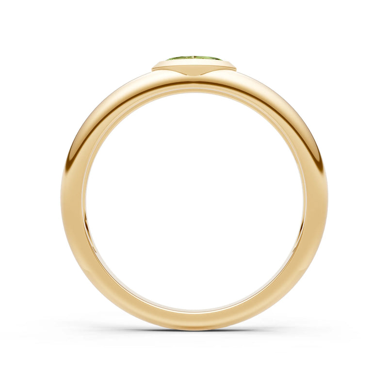 Peridot Bezel Set Marquise Cut Signet Ring